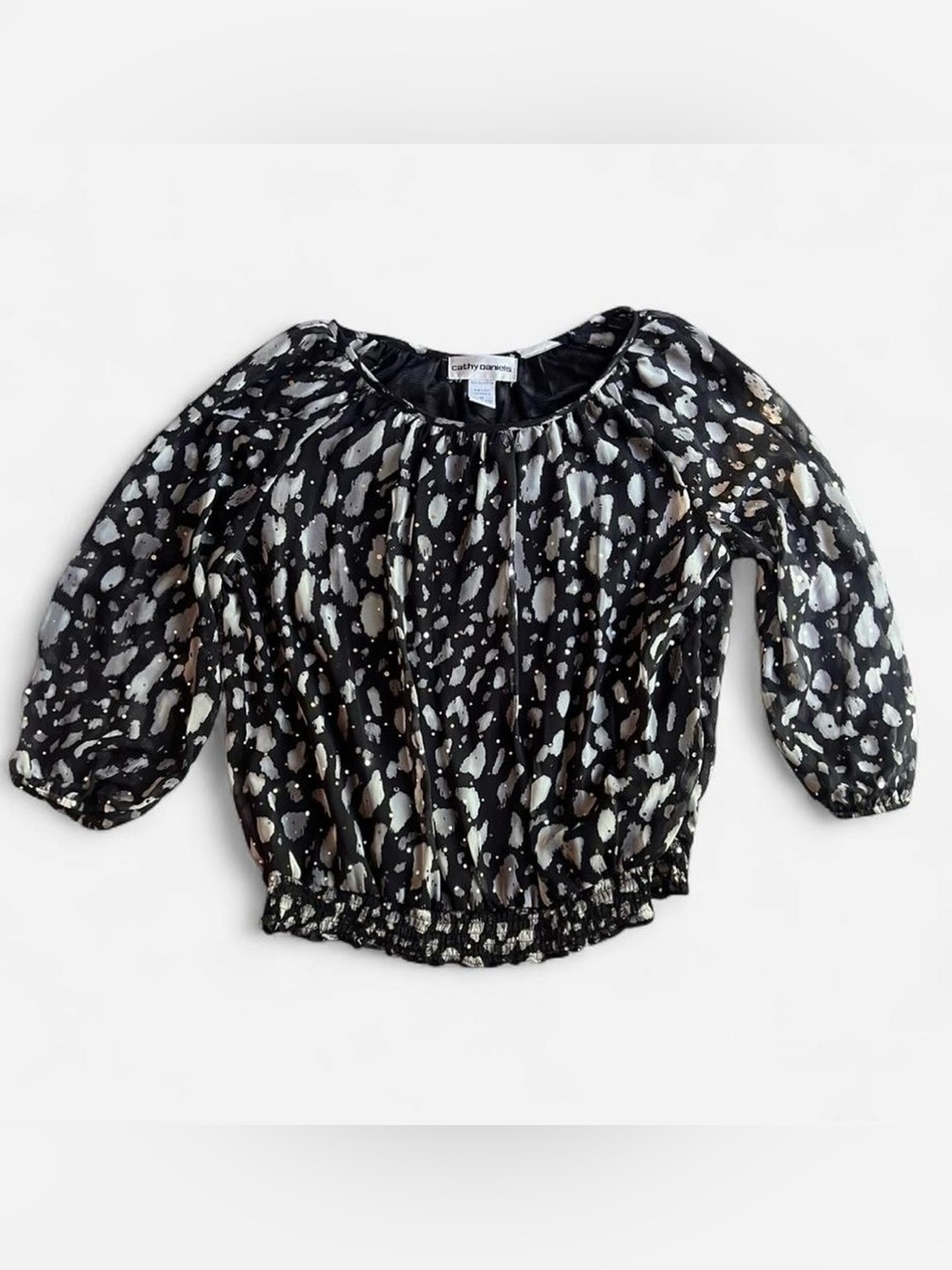 Women’s Y2K Sequined Cheetah Print Flowy Blouse